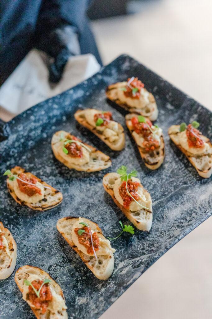 Chickpea bruschetta with sundried tomato relish