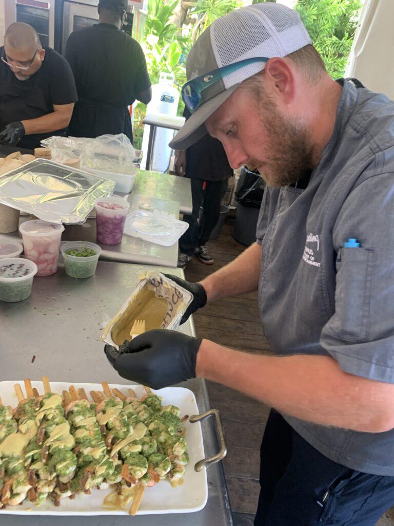 chef preparing shrimp dish