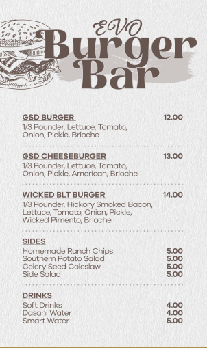 burger bar menu