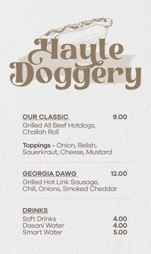 haute doggery menu
