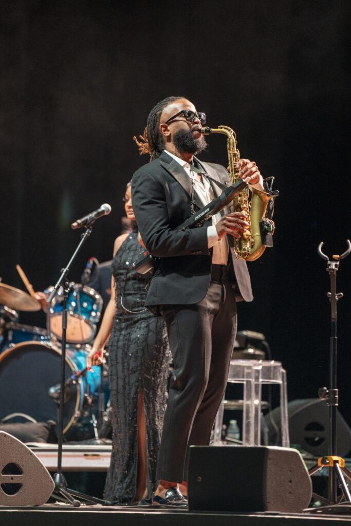 Saxophonist playing at event