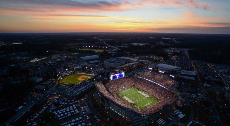 aubrun football stadium at dusk