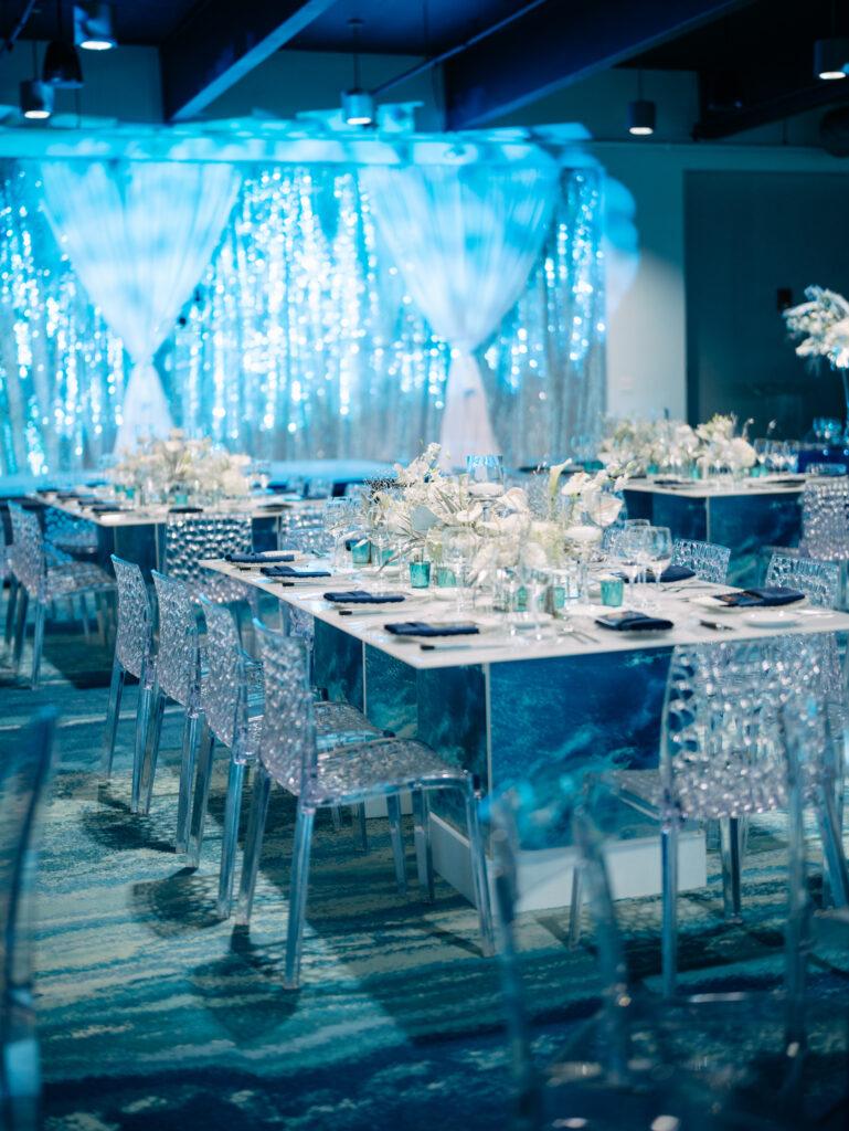 Clear event decor and seats