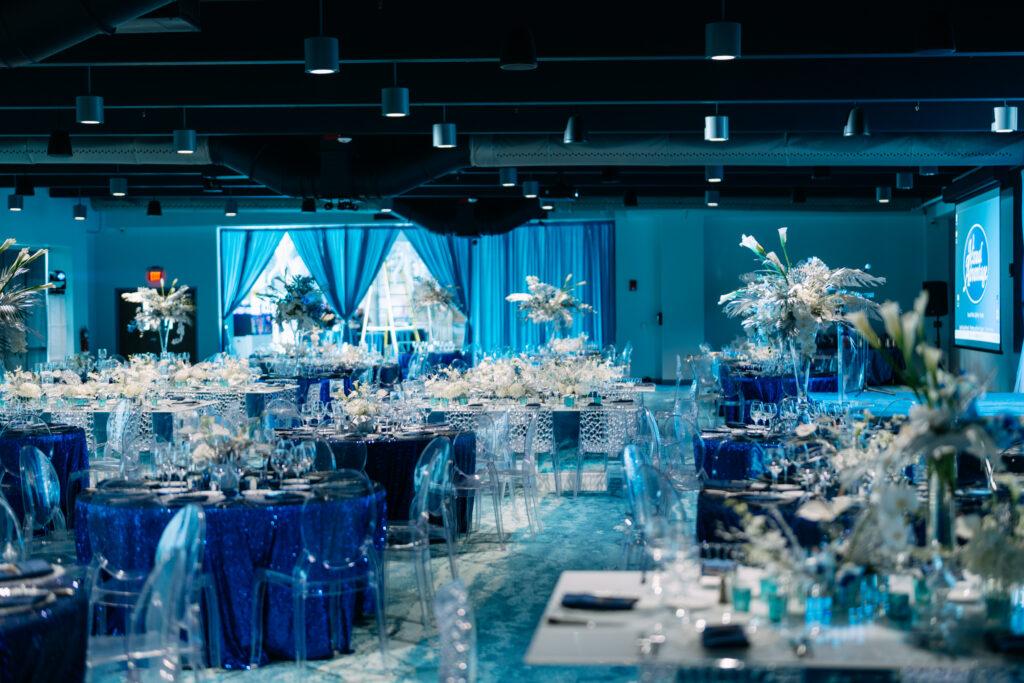 blue upscale event decor