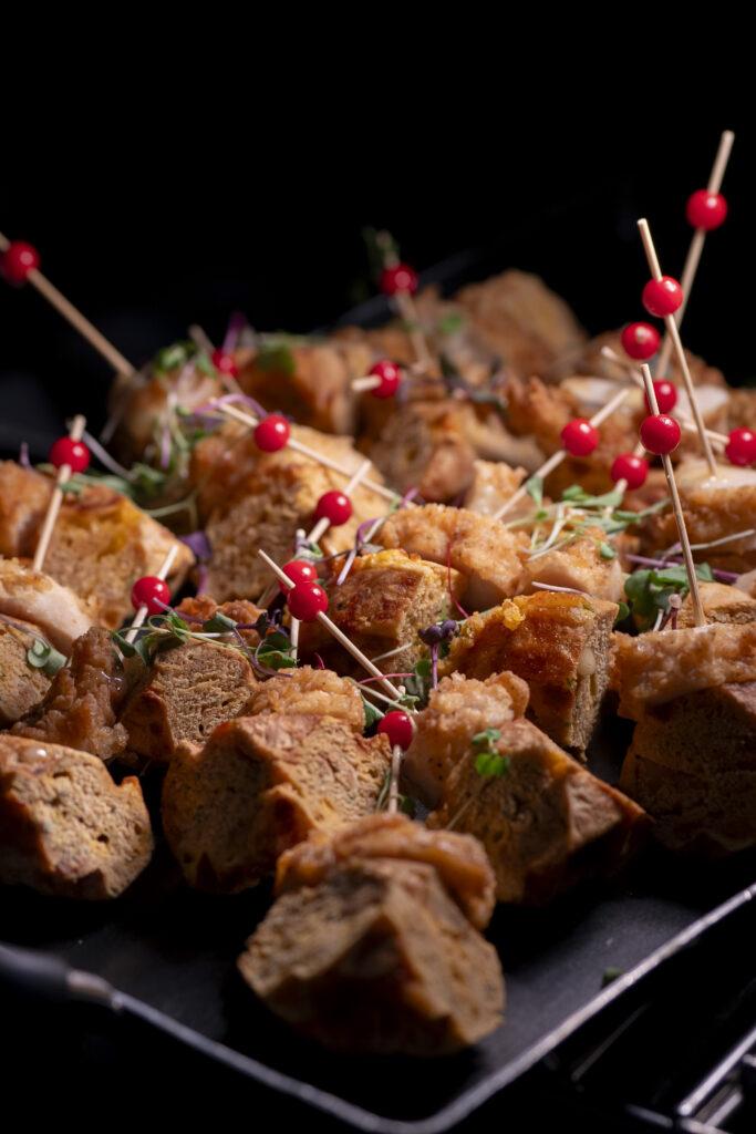 Smoked Chicken and Waffle Bites with Maple Drizzle